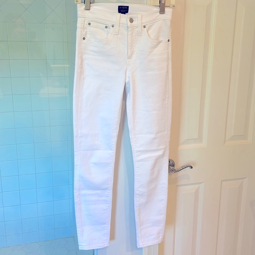 J. Crew Factory 9” High Waisted Skinny White Jeans- size 25
